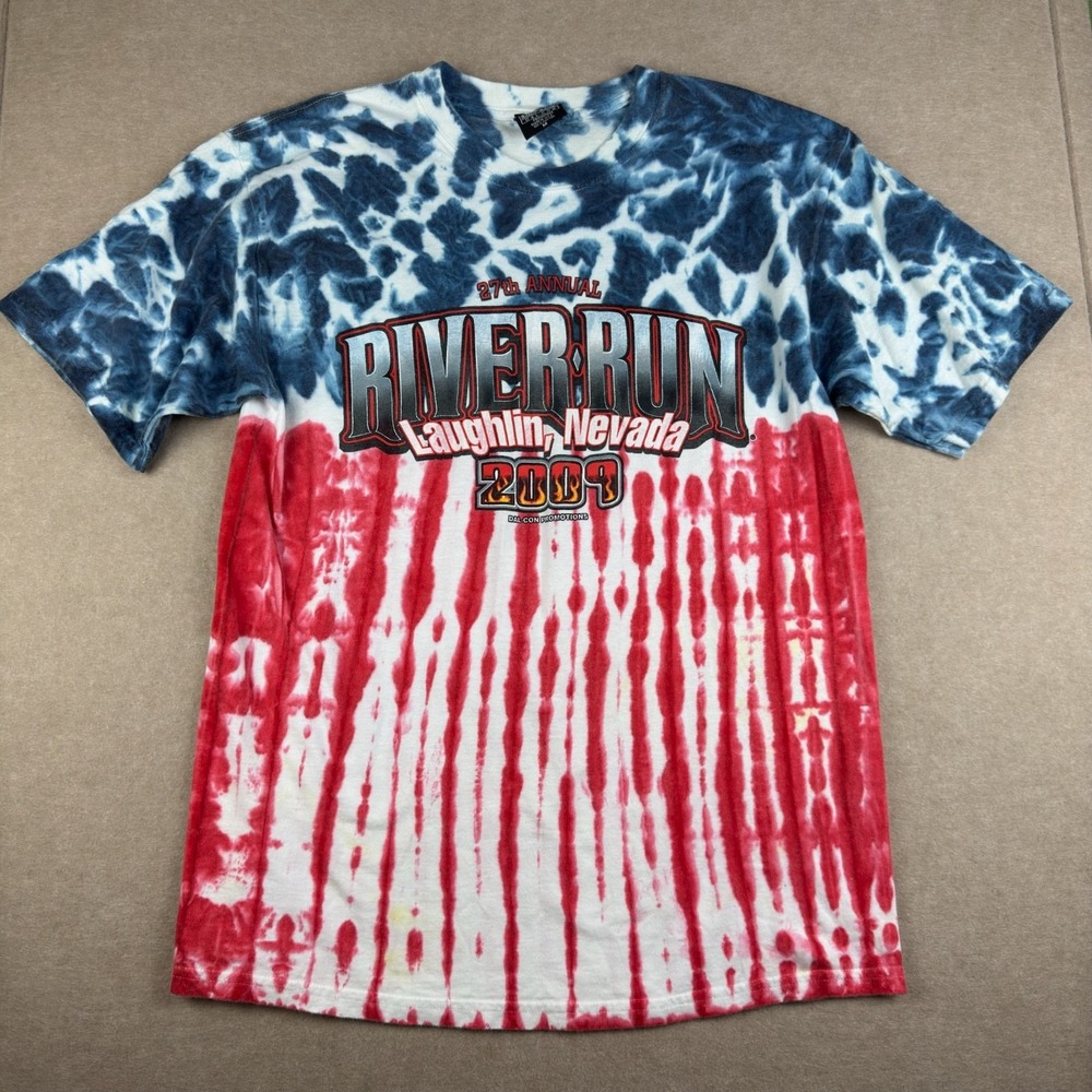 Laughlin River Run 2009 Tie Dye T-Shirt Mens M Motorcycle Rally Biker Tee USA